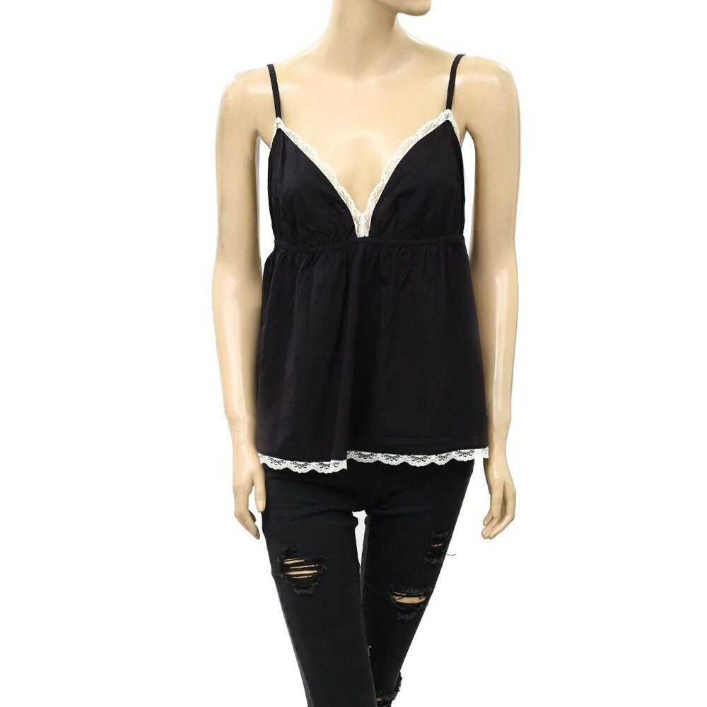 Odd Molly Anthropologie Once In A While Cami Top Black Lace Beach L New 222167